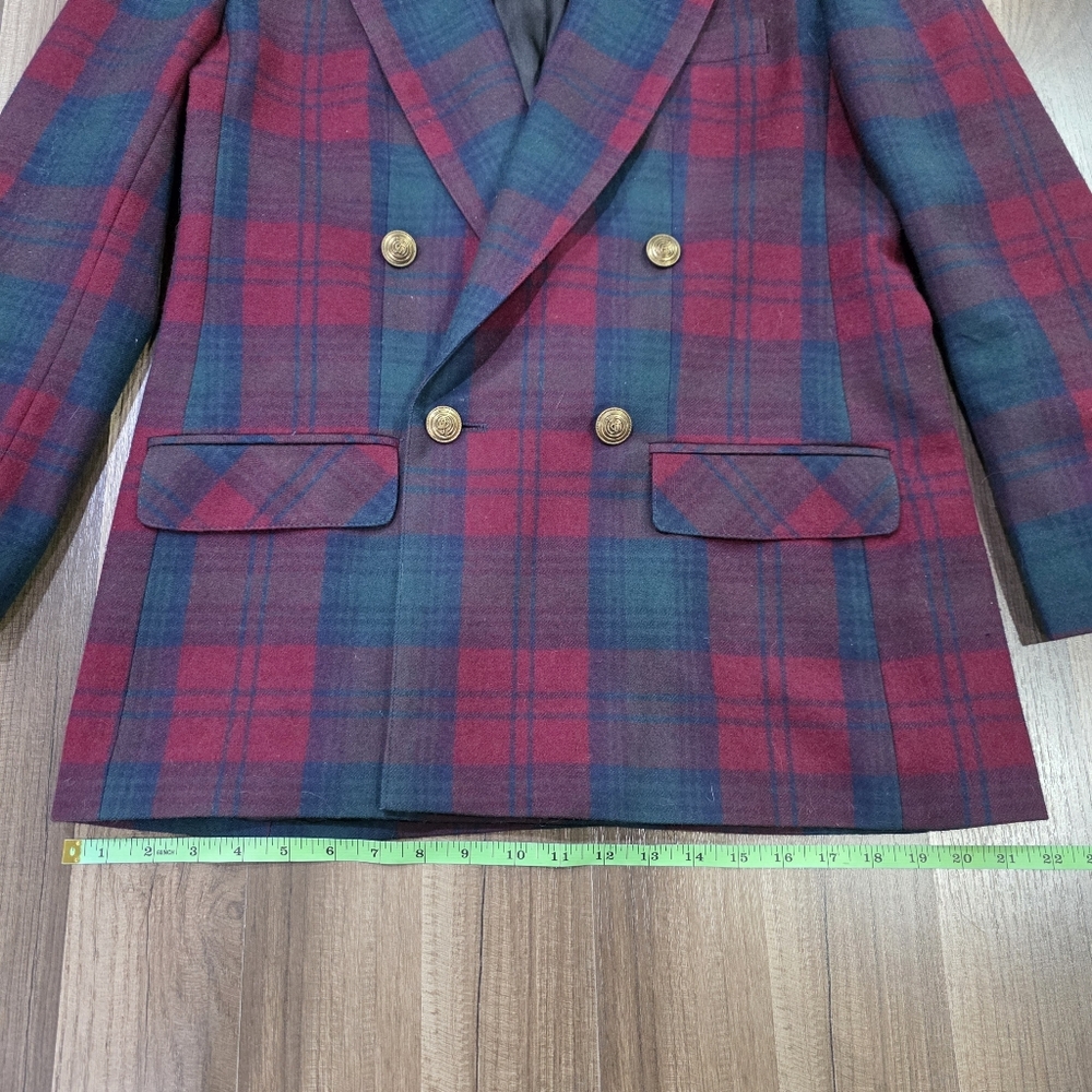 Vintage Giorgio Sant’Angelo Plaid 100% Wool Double Breasted Blazer Old Money. 10 - Picture 11 of 11